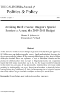 Cover page: Avoiding Hard Choices: Oregon's Special Session to Amend the 2009-2011 Budget