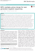 Cover page: MPD: multiplex primer design for next-generation targeted sequencing.