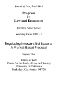 Cover page: Regulating Investors Not Issuers: A Market Based Proposal
