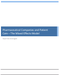 Cover page: Pharmaceutical Companies and Patient Care – The Mixed Effects Model