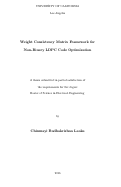 Cover page: Weight Consistency Matrix Framework for Non-Binary LDPC Code Optimization