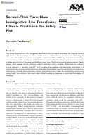 Cover page of Second-Class Care: How Immigration Law Transforms Clinical Practice in the Safety Net.