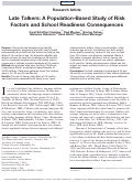 Cover page: Late Talkers: A Population-Based Study of Risk Factors and School Readiness Consequences.