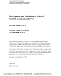 Cover page: Development and Evaluation of Selected Mobility Applications for VII