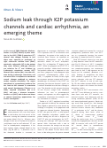 Cover page: Sodium leak through K2P potassium channels and cardiac arrhythmia, an emerging theme.