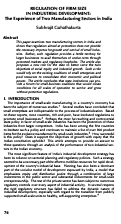 Cover page: Regulation of Firm Size in Industrial Development: The Experience of Two Manufacturing Sectors in India