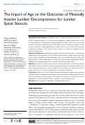 Cover page: The Impact of Age on the Outcomes of Minimally Invasive Lumbar Decompression for Lumbar Spinal Stenosis.