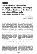 Cover page: An Intertextual Intertwining of Mystic Nationalisms; Saramago's Post-Modern Challenge to the Pessoan and Salazarist Discourses in 0 Ano da Morte de Ricardo Reis