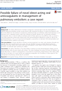 Cover page: Possible failure of novel direct-acting oral anticoagulants in management of pulmonary embolism: a case report