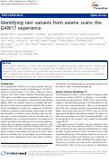 Cover page: Identifying rare variants from exome scans: the GAW17 experience