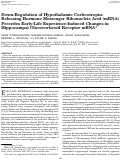 Cover page: Down-regulation of hypothalamic corticotropin-releasing hormone messenger ribonucleic acid (mRNA) precedes early-life experience-induced changes in hippocampal glucocorticoid receptor mRNA