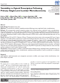 Cover page: Variability in Opioid Prescription Following Primary Single-Level Lumbar Microdiscectomy