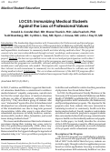 Cover page: LOCUS: immunizing medical students against the loss of professional values.