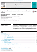 Cover page: Properties of hot and dense matter from relativistic heavy ion collisions