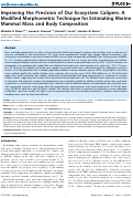 Cover page: Improving the Precision of Our Ecosystem Calipers: A Modified Morphometric Technique for Estimating Marine Mammal Mass and Body Composition