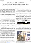 Cover page: The Results of Recent MICE Superconducting Spectrometer Solenoid Test