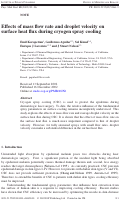 Cover page: Effects of mass flow rate and droplet velocity on surface heat flux during cryogen spray cooling