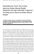 Cover page: Expanding the Circle: Decreasing American Indian Mental Health Disparities through Culturally Competent Teaching about American Indian Mental Health