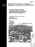 Cover page: Amorphous Silicon/Crystalline Silicon Heterojunctions for Nuclear Radiation Detector Applications