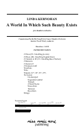 Cover page: A World In Which Such Beauty Exists