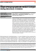 Cover page: Origin of biogeographically distinct ecotypes during laboratory evolution.