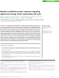 Cover page: Baseline unfolded protein response signaling adjusts the timing of the mammalian cell cycle.