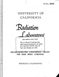 Cover page: Millimicrosecond Coincidence Circuit for High Speed Counting