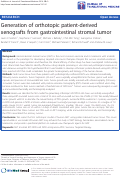 Cover page: Generation of orthotopic patient-derived xenografts from gastrointestinal stromal tumor