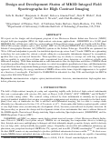 Cover page: Design and Development Status of MKID Integral Field Spectrographs for High Contrast Imaging