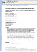 Cover page: An Update of Research Examining College Student Alcohol‐Related Consequences: New Perspectives and Implications for Interventions