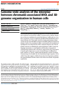 Cover page: Genome-wide analysis of the interplay between chromatin-associated RNA and 3D genome organization in human cells.