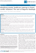 Cover page: Identifying priority healthcare trainings in frozen conflict situations: The case of Nagorno Karabagh
