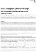 Cover page: Within-Person Variation in Nutrient Intakes across Populations and Settings: Implications for the Use of External Estimates in Modeling Usual Nutrient Intake Distributions