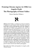 Cover page: Framing Chicana Agency in 1980s Los Angeles Punk: The Photography of Patssi Valdez