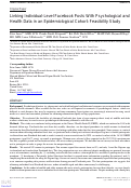 Cover page: Linking Individual-Level Facebook Posts With Psychological and Health Data in an Epidemiological Cohort: Feasibility Study.