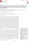 Cover page: Delayed Expression of PD-1 and TIGIT on HIV-Specific CD8 T Cells in Untreated HLA-B*57:01 Individuals Followed from Early Infection