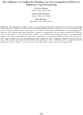 Cover page: The Influence of Additivity Training on Cue Competition Effects in Children’s Causal Learning