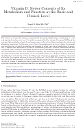 Cover page: Vitamin D: Newer Concepts of Its Metabolism and Function at the Basic and Clinical Level