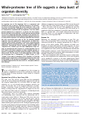Cover page: Whole-proteome tree of life suggests a deep burst of organism diversity