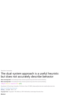 Cover page: The dual-system approach is a useful heuristic but does not accurately describe behavior