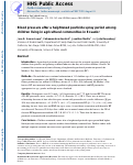 Cover page: Blood pressure after a heightened pesticide spray period among children living in agricultural communities in Ecuador.