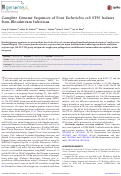 Cover page: Complete Genome Sequences of Four Escherichia coli ST95 Isolates from Bloodstream Infections