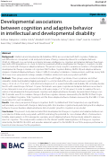 Cover page: Developmental associations between cognition and adaptive behavior in intellectual and developmental disability