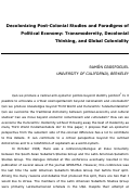 Cover page: Decolonizing Post-Colonial Studies and Paradigms of Political-Economy: Transmodernity, Decolonial Thinking, and Global Coloniality