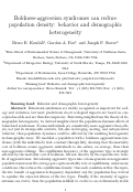 Cover page: Boldness-aggression syndromes can reduce population density: behavior and demographic heterogeneity