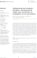 Cover page: Multigenerational metabolic disruption: Developmental origins and mechanisms of propagation across generations.