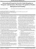 Cover page: International Perspective from the United Kingdom on “Surgeons’ and Emergency Physicians’ Perceptions of Trauma Management and Training”