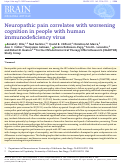 Cover page: Neuropathic pain correlates with worsening cognition in people with human immunodeficiency virus