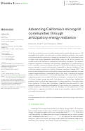 Cover page: Advancing California's microgrid communities through anticipatory energy resilience