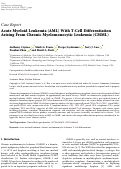 Cover page: Acute Myeloid Leukemia (AML) With T-Cell Differentiation Arising From Chronic Myelomonocytic Leukemia (CMML).